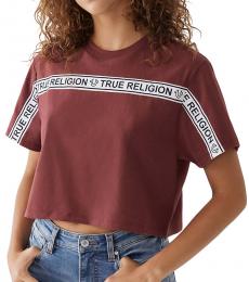 True Religion Maroon Logo Crop T-Shirt