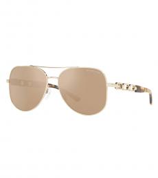 Michael Kors Pale Gold Chianti Mirror Pilot Sunglasses