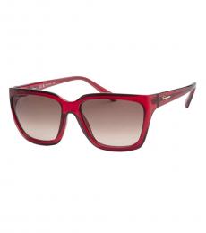 Ferragamo Cherry Red Rectangular Sunglasses