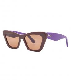 Ferragamo Brown Cat Eye Sunglasses