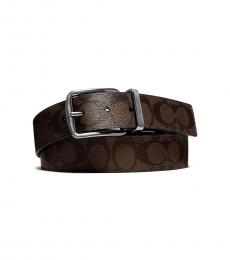 Coach Mahogany-Brown Signature Reversible Belt