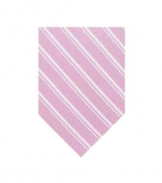 Michael Kors Pink White Striped Slim Tie