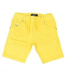 Little Boys Yellow Stretch Denim Shorts