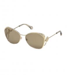 Roberto Cavalli Gold Brown Aviator Cat Eye Sunglasses