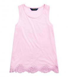 Ralph Lauren Girls Carmel Pink Lace Tank Top