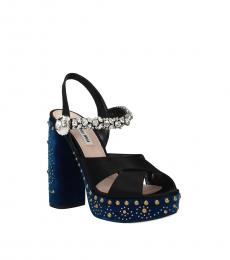 Miu Miu Blue Stones Embellished Heels