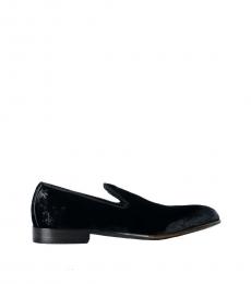 Black Velour Leather Loafers