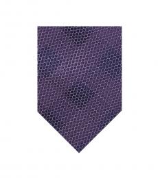 Michael Kors Purple Mesh Construction Check Tie