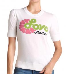 Love Moschino White Free Love Intarsia Sweater