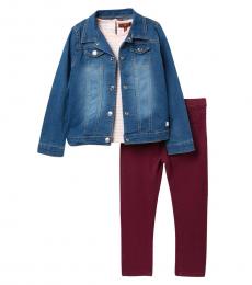 7 For All Mankind 3 Piece Jacket/T-Shirt/Leggings Set (Little Girls)
