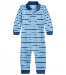 Ralph Lauren Baby Boys Fall Blue Mesh Polo Coverall