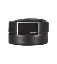 Calvin Klein Black Signature Buckle Leather Belt