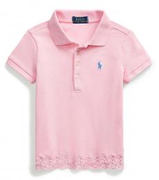 Ralph Lauren Little Girls Carmel Pink Lace-Hem Polo