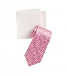 Michael Kors Rose Pindot Ground Diamonds Tie & Pocket Square Set
