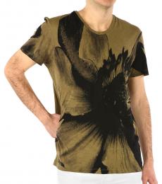 Neil Barrett Olive Floral Printed Crewneck T-Shirt