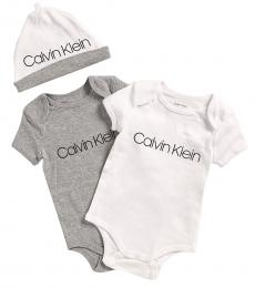 Calvin Klein 3 Piece Bodysuits/Hat Set (Baby Girls)