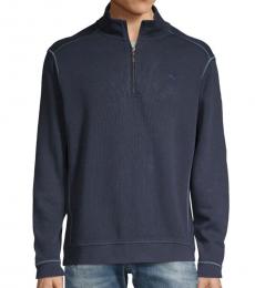 Tommy Bahama Navy Blue Half-Zip Cotton Sweatshirt