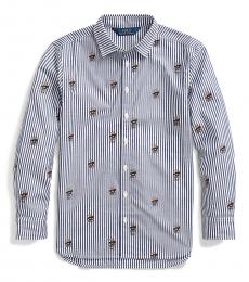 Ralph Lauren Girls Navy White Sweater Bear Shirt