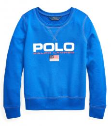 Ralph Lauren Girls Cruise Royal French Terry Graphic Pullover