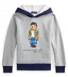 Ralph Lauren Boys Madison Grey Polo Bear Hoodie