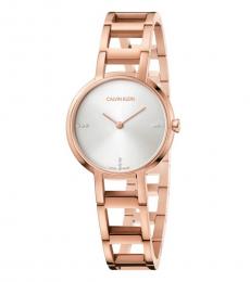 Calvin Klein Rose Gold Cheers Silver Dial Watch