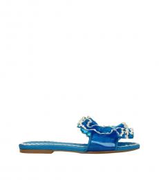 See by Chloe Blue Flower Embellished Flats