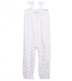 Baby Girls White Dotted Coveralls