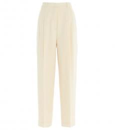 White Central Fold Crepe Pants