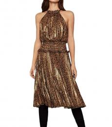 BCBGMaxazria Leopard Print Halter Midi Dress