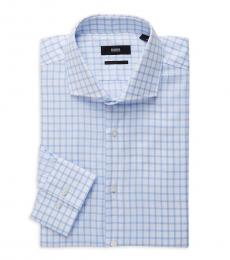 Hugo Boss Blue Jason Check Slim-Fit Dress Shirt