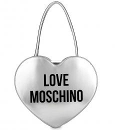 Love Moschino Silver Heart Large Shoulder Bag