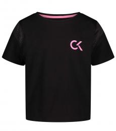 Calvin Klein Little Girls Black Mesh Trim T-shirt