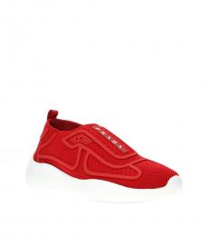 Prada Red Logo Slip On Sneakers