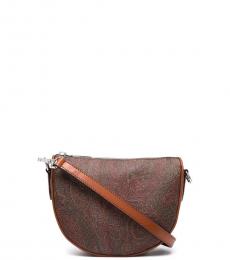 Brown Paisley Print Mini Shoulder Bag