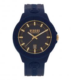 Versus Versace Dark Blue Gold Dial Watch