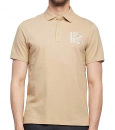 Michael Kors Beige Embroidery Logo Short-Sleeve Polo