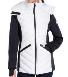 Michael Kors White Hooded Puffer Jacket