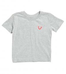 Little Boys Grey Puff Print Logo T-Shirt