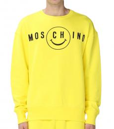 Moschino Yellow Smile Logo Crewneck Sweatshirt