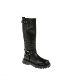 Love Moschino Black Leather Slip On Boots