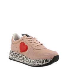 Love Moschino Pink Round Toe Sneakers