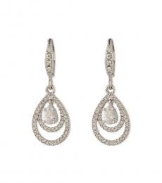 Givenchy Silver Crystal Drop Earrings