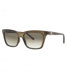 Ferragamo Green Gradient Square Sunglasses
