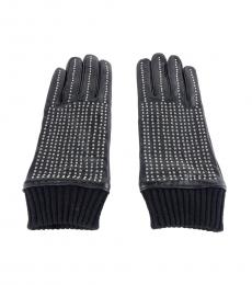 Cavalli Class Black Studded Gloves