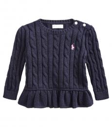 Ralph Lauren Baby Girls Navy Peplum Sweater