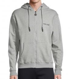 Roberto Cavalli Grey Logo-Back Zip-Up Hoodie Jacket