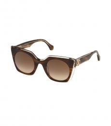 Roberto Cavalli Brown Wooden Pattern  Sunglasses
