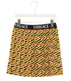 Young Versace Girls Multicolor Logo Twill Skirt