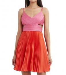 BCBGMaxazria Multicolor Pleated Cut Out Dress