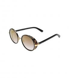Jimmy Choo Black Gold Andiens Round Sunglasses